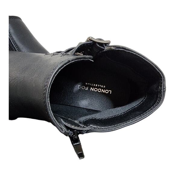 London Fog Black Faux Leather Buckle Ankle Booties Women’s Size 8.5M - Picture 5 of 9
